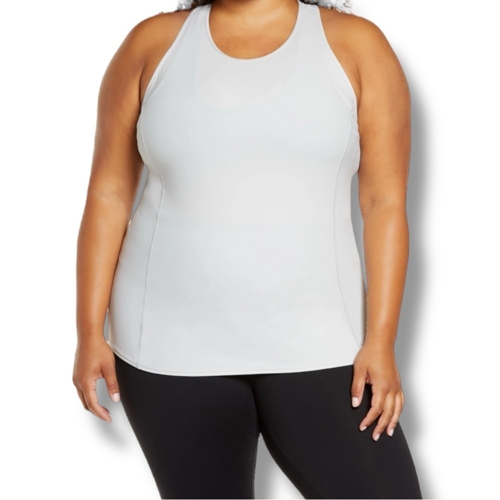 ZELLA Nova Perforated Racerback Tank - Grey Glacier Plus 2X